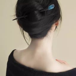 1PC Design Sense Colorblocking Hairpin Women's Premium Sense Ancient Style Hairpin High-end Daily Commuter Wooden Hairpin