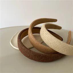 Raffia Grass Headband Wide Cross Braided Hairband Plain Color Vacation Headbands Simple Daily Women Hair Accessories