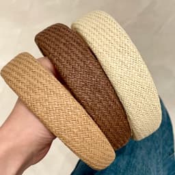 Raffia Grass Headband Wide Cross Braided Hairband Plain Color Vacation Headbands Simple Daily Women Hair Accessories