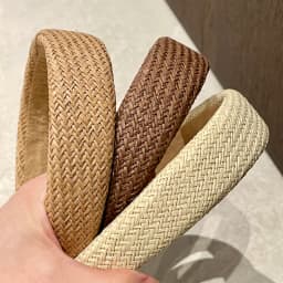 Raffia Grass Headband Wide Cross Braided Hairband Plain Color Vacation Headbands Simple Daily Women Hair Accessories