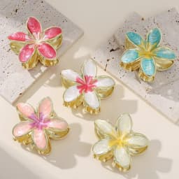1/3Pcs Elegant Alloy Hawaiian Flower Clips Oil Dropping Hair Accessories Gradient Flower Hair Clip Shark Clip Hairstyles