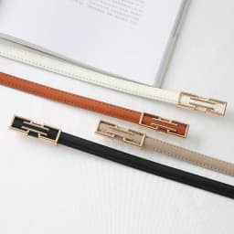 Fashion Leather Thin Belt Adjustable Waist Strap Solid Color Skinny Waist Belt Ladies Trouser Decoration Waistband INS Versatile