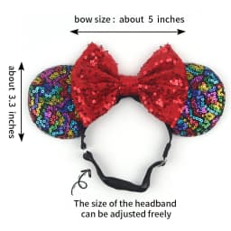 2026 Disney 3.3"Minnie Mickey Ear Elastic Headbands For Newborn Fashion Glitter Adjusted Hairband Baby DIY Hair Accessories