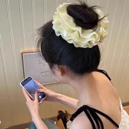 Solid Four-layer Lace 6.3in Large Scrunchie For Women Girls Sweet Hair Ornament Hair Tie Hair Band Elegant Hair Accessories