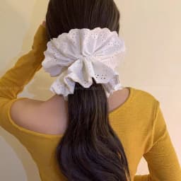Solid Four-layer Lace 6.3in Large Scrunchie For Women Girls Sweet Hair Ornament Hair Tie Hair Band Elegant Hair Accessories