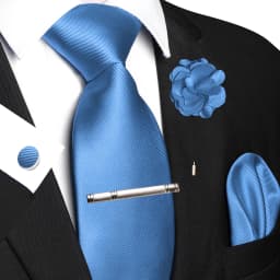 JEMYGINS Blue Solid Wedding Tie For Men Handky Cufflink Brooch Gift Mens Elegant Necktie Fashion Business Party Dropshiping