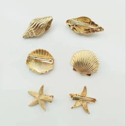 6pcs Fashion Golden Ocean themed Hair Clips with Shell Conch Starfish Shapes for Women Girls Daily and Travel Hair Accessories