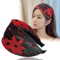 Fashion Embroidery Wide Headband Flower Wide Brim Hairband Toothed Simple Lace Headband Daily