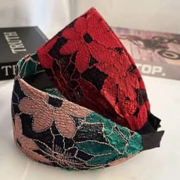 Fashion Embroidery Wide Headband Flower Wide Brim Hairband Toothed Simple Lace Headband Daily