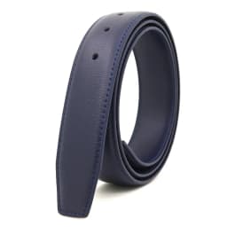3.3 Cm Board Buckle Pin Buckle Belt Strip, Belt Body, Buckle-Free White and Blue-Gray Genuine Leather Perforated Belt