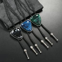 Fashion Leather Bolo Tie for Men Western Cowboy Style Triangle Necktie Collar Sweater Chain Fashion Jewelry Accessories Gifts