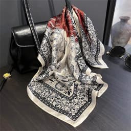 New 100% Real Silk Satin Women Scarf 2025 Flower Printed Foulard Femme Square Head Scarfs Bandana Shawl For Lady Hijab