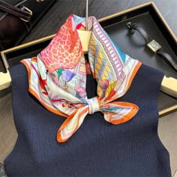 New 100% Real Silk Satin Women Scarf 2025 Flower Printed Foulard Femme Square Head Scarfs Bandana Shawl For Lady Hijab