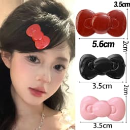 Kawaii Bow Hairpin Cute Girls Women Heart Side Clip Bangs Duckbill Hair Clips Elegant Barrette Casual Fashion Hair Accessories
