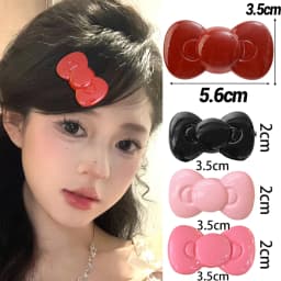 Kawaii Bow Hairpin Cute Girls Women Heart Side Clip Bangs Duckbill Hair Clips Elegant Barrette Casual Fashion Hair Accessories