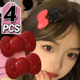 Kawaii Bow Hairpin Cute Girls Women Heart Side Clip Bangs Duckbill Hair Clips Elegant Barrette Casual Fashion Hair Accessories