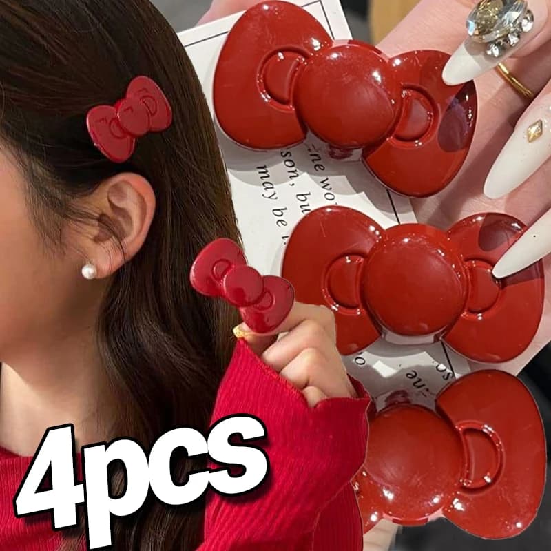 Kawaii Bow Hairpin Cute Girls Women Heart Side Clip Bangs Duckbill Hair Clips Elegant Barrette Casual Fashion Hair Accessories