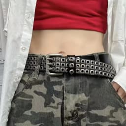 New Women Belt Fashion Square Beads, Willow Nails, Three Exhaust Eyes, Punk Street Cool, Personalized Men's and Women's Belts
