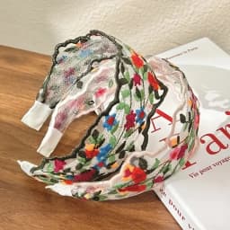 2pcs Women'S Floral Lace Headbands - Vintage Bohemian Wide Non-Slip Mesh Hairbands with Comb Teeth, Colorful Flower Embroidery