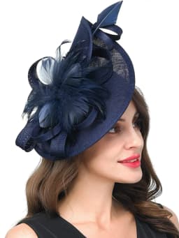 2026 Elegant Fascinator Hat for Women Tea Party Kentucky Derby Fascinator Pillbox Hat Feather Flower Fascinator Wedding Cocktail