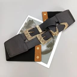 Female Waist Gothic Elastic Corset Belt Female Stretch Cummerbunds High Quality Luxury Designer Black Punk Wide Belts For Women