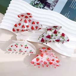 Korean Acrylic Hair Claw Clips for Women And Girls Flower Fruits Design Thick Thin Hair Styling Accessories Sweat Catch Hairgrip