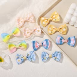 50PCS Random Colorful Lovely Hair Bows Hairgripes Sweet Daisy Printing Hair Clips Kids Boutique Barrette