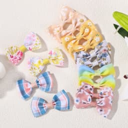 50PCS Random Colorful Lovely Hair Bows Hairgripes Sweet Daisy Printing Hair Clips Kids Boutique Barrette