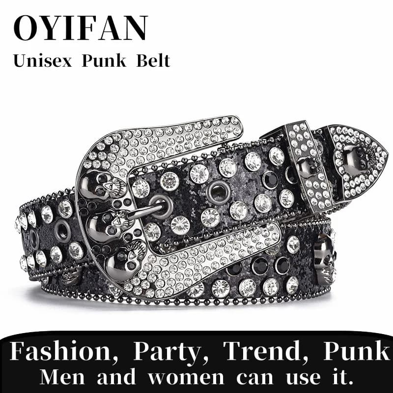 Cowboy style rhinestone belt ladies hip hop party fashion outfit y2k belt unisex belt jeans short skirt women men accessories