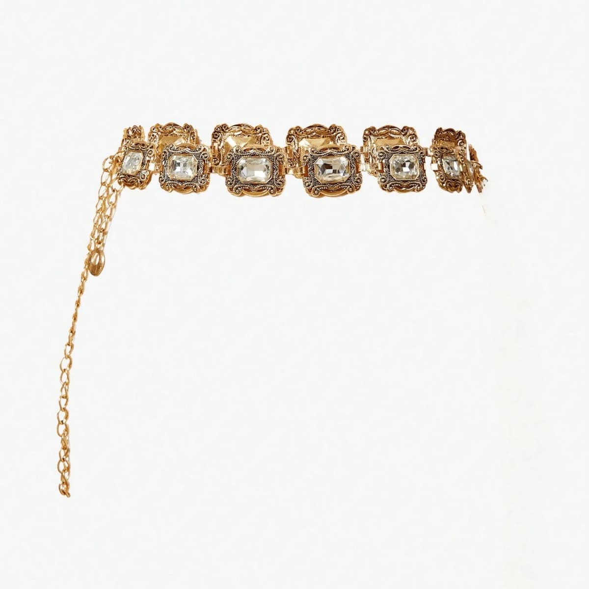 Casual Gold Vintage Carved Crystal Metal Waist Chain