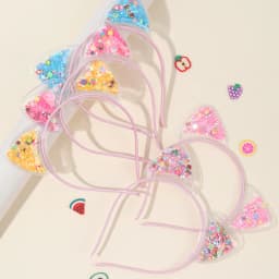 5Pcs Cat Ear Headband Cute Star Shining Sequin Hairbands Sweet PVC Ear Princess Hair Band Gift Kids Fashion Headwear Accessories