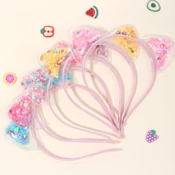 5Pcs Cat Ear Headband Cute Star Shining Sequin Hairbands Sweet PVC Ear Princess Hair Band Gift Kids Fashion Headwear Accessories