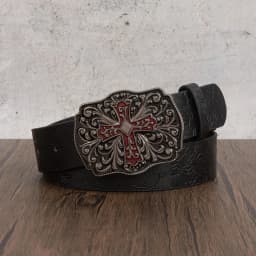 1pc Men's Y2k Punk Petal Cross Buckle Casual Black Belt, A Versatile Decorative Belt for Jeans, Suitable for Daily Travel
