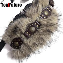 The Spice Girl Women's Harajuku Steampunk Y2K Plush American Vintage Dark Furry Belt Concave Shaped Decorative Waist Chain