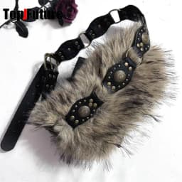The Spice Girl Women's Harajuku Steampunk Y2K Plush American Vintage Dark Furry Belt Concave Shaped Decorative Waist Chain