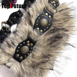 The Spice Girl Women's Harajuku Steampunk Y2K Plush American Vintage Dark Furry Belt Concave Shaped Decorative Waist Chain