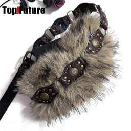 The Spice Girl Women's Harajuku Steampunk Y2K Plush American Vintage Dark Furry Belt Concave Shaped Decorative Waist Chain