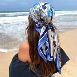 1PC Square Scarf with Leopard Print and Color Block Design - Versatile Satin Scarf, Head Scarf, Multi-purpose Silk-like Scarf