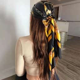 1PC Square Scarf with Leopard Print and Color Block Design - Versatile Satin Scarf, Head Scarf, Multi-purpose Silk-like Scarf