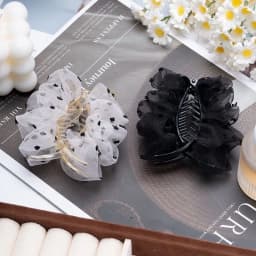 1pc crumpled style versatile netting design, simple and elegant, fashionable and versatile bun grab clip.