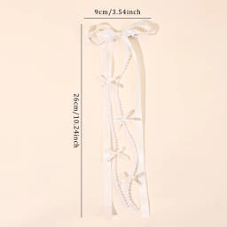 2Pcs White Satin Bow Hair Clips With Pearl Chains Elegant Long Ribbon Hairpins Sweet Romantic Hair Accessories For Girls Women