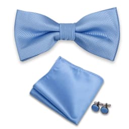 Luxury Fashion Men's Solid Necktie Bowtie Set with Pocket Square Cufflinks Tie Clip Wine Blue Elegant Striped Accessories Gravat