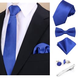 Luxury Fashion Men's Solid Necktie Bowtie Set with Pocket Square Cufflinks Tie Clip Wine Blue Elegant Striped Accessories Gravat