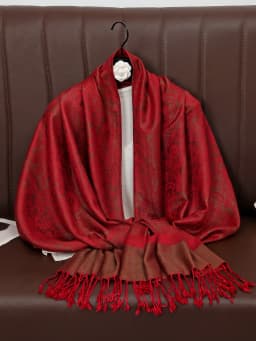 Retro Versatile Pashmina Scarf with Peacock Flower Embroidery Casual Fashion Soft Tassel Design for Daily Outerwear Decoration