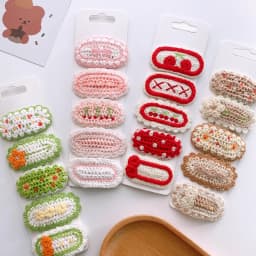 5Pcs/Lot Knitted Plush Floral Hairpins For Girls Cute Hair Clips Flower Side Clips Baby Sweet BB Clip Children Hair Accessories