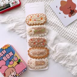 5Pcs/Lot Knitted Plush Floral Hairpins For Girls Cute Hair Clips Flower Side Clips Baby Sweet BB Clip Children Hair Accessories