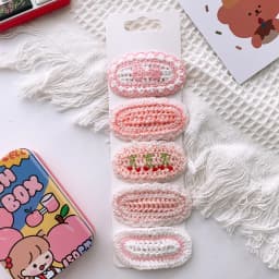 5Pcs/Lot Knitted Plush Floral Hairpins For Girls Cute Hair Clips Flower Side Clips Baby Sweet BB Clip Children Hair Accessories