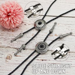 Western Cowboy Bolo Tie Necklace Necktie Accessories Men Women Vintage Stone Pendant Leather Bolo Ties Concert Rodeos Neckwear