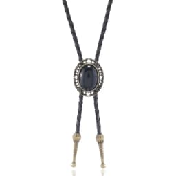 Western Cowboy Bolo Tie Necklace Necktie Accessories Men Women Vintage Stone Pendant Leather Bolo Ties Concert Rodeos Neckwear