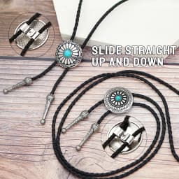 Western Cowboy Bolo Tie Necklace Necktie Accessories Men Women Vintage Stone Pendant Leather Bolo Ties Concert Rodeos Neckwear